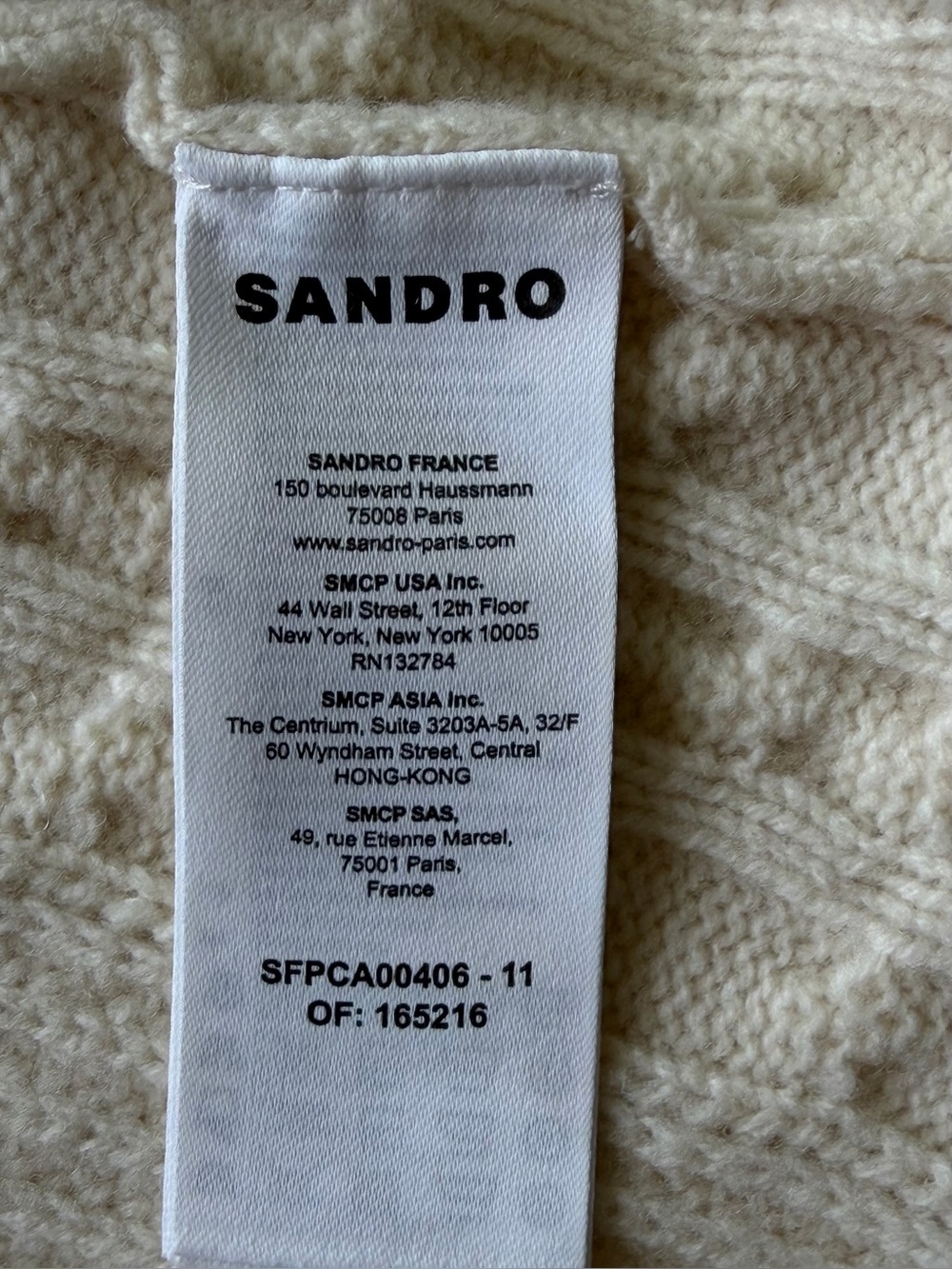 Sandro Erwan Long Cardigan-Coat with Pointelle Knit Size 2 - Picture 15 of 16